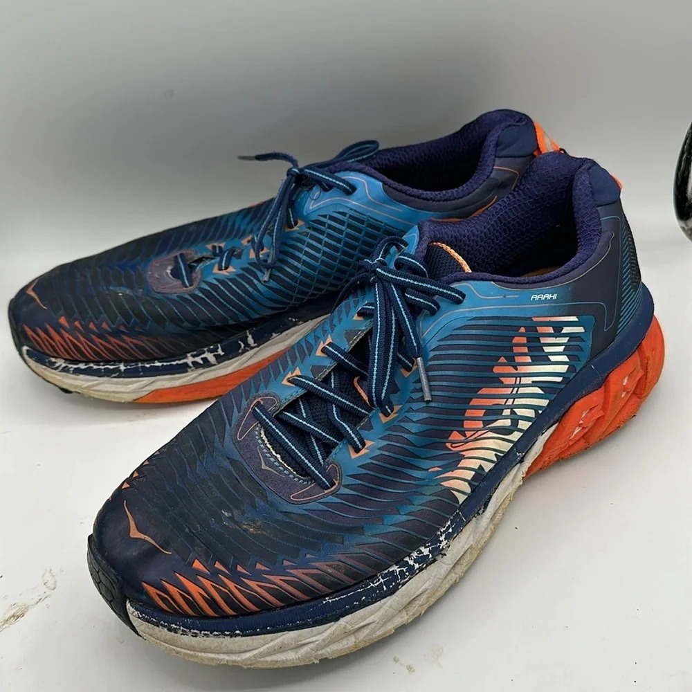 men's blue orange purple Hoka Arahi tennis shoes size 12.5 - Picture 2 of 6